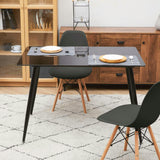 Allan Plastic Side Dining Chair with Wooden Legs Set of 2