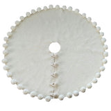 Handmade Felt Pom Poms Cream XL Christmas Tree Skirt 84" Arcadia Home