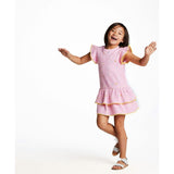 Girls Pink Rib Tiered Dress | Bunny Garden