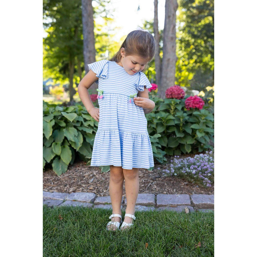 Stripe Knit Dress With Heart Cherries
