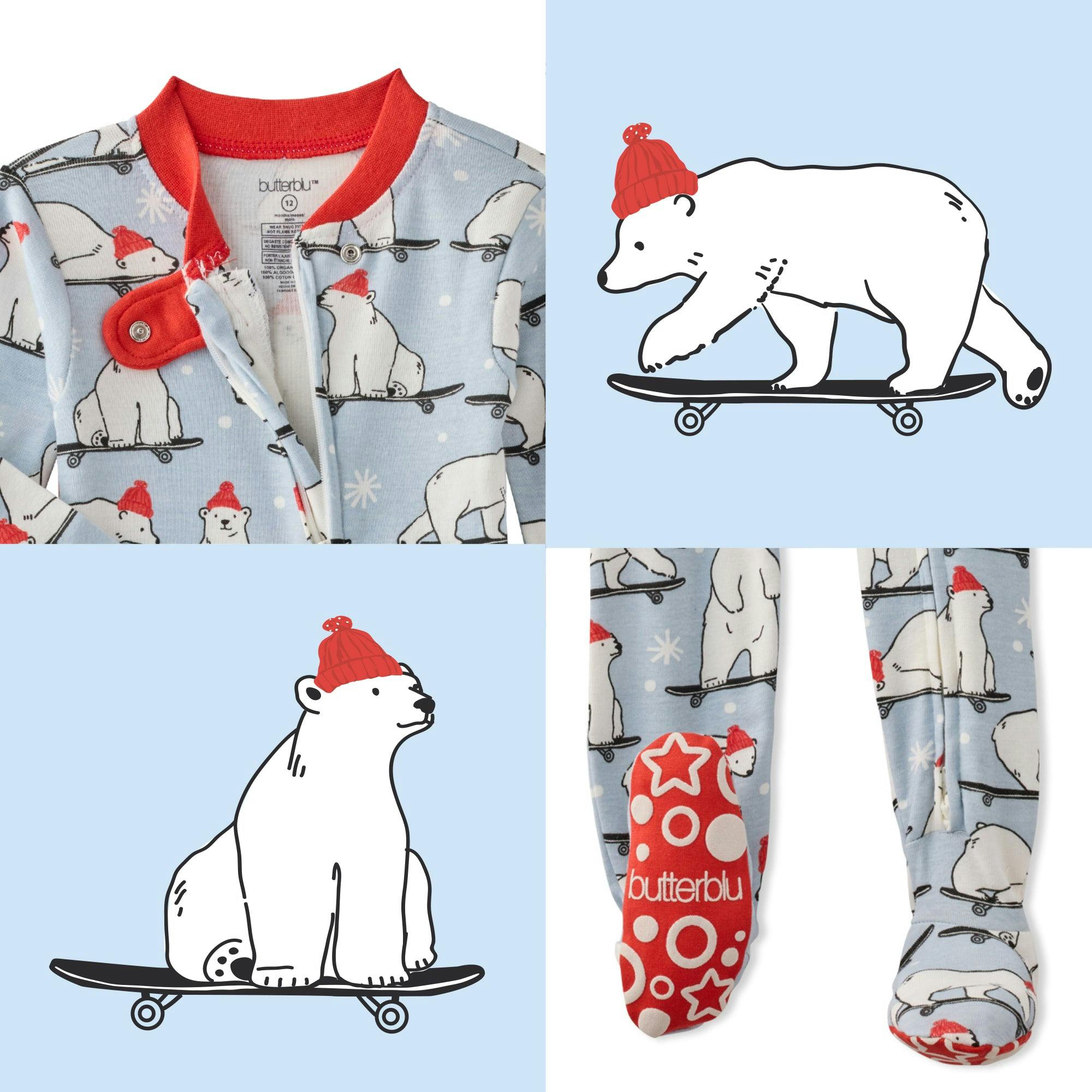 CRUZ Snug-fit Footed Baby Boys Pajamas