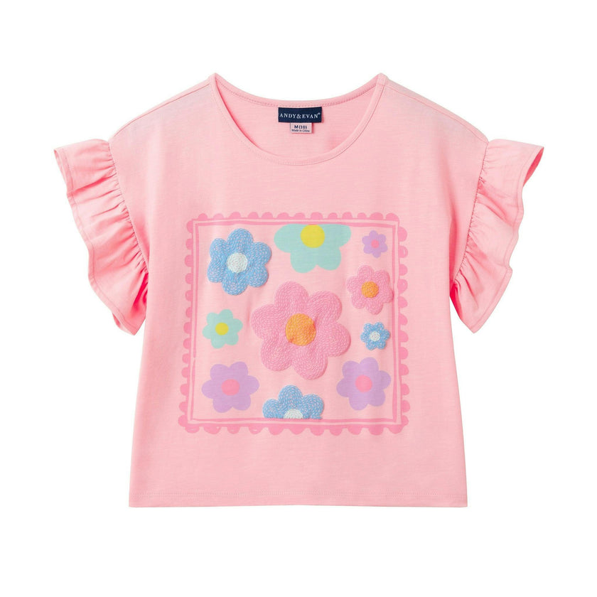 Tween Girls (7-14) Jersey Ruffle Tee | Rose Pink
