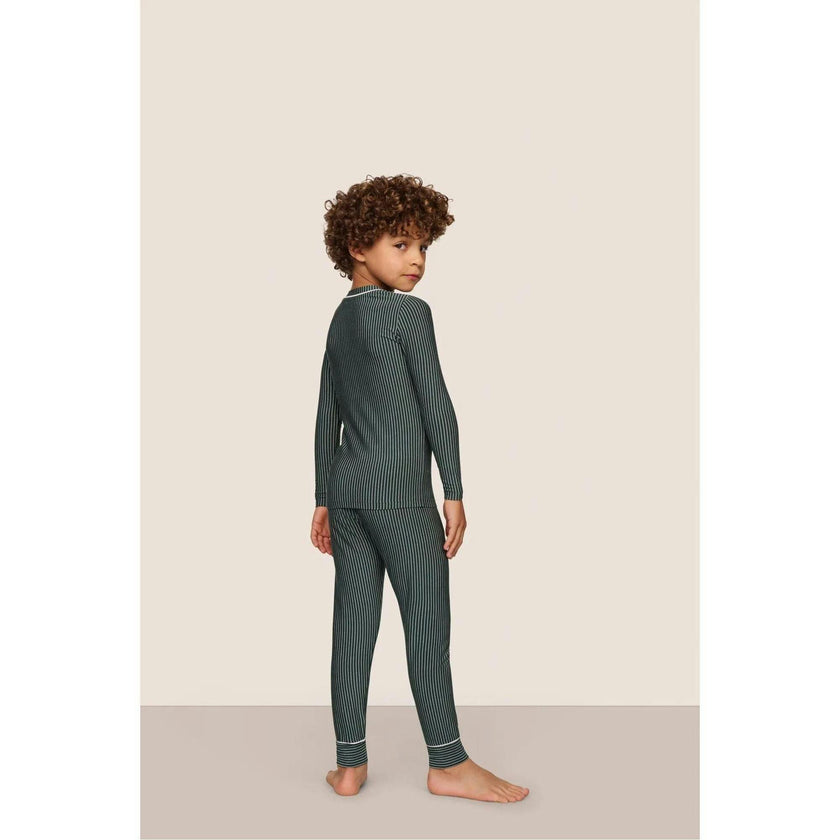 Kids Printed TENCEL Modal Unisex Long PJ Set, Green