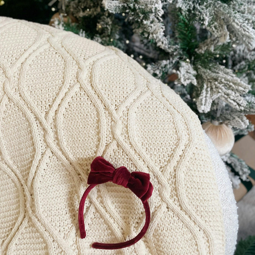 Cotton Velvet Headband Bow