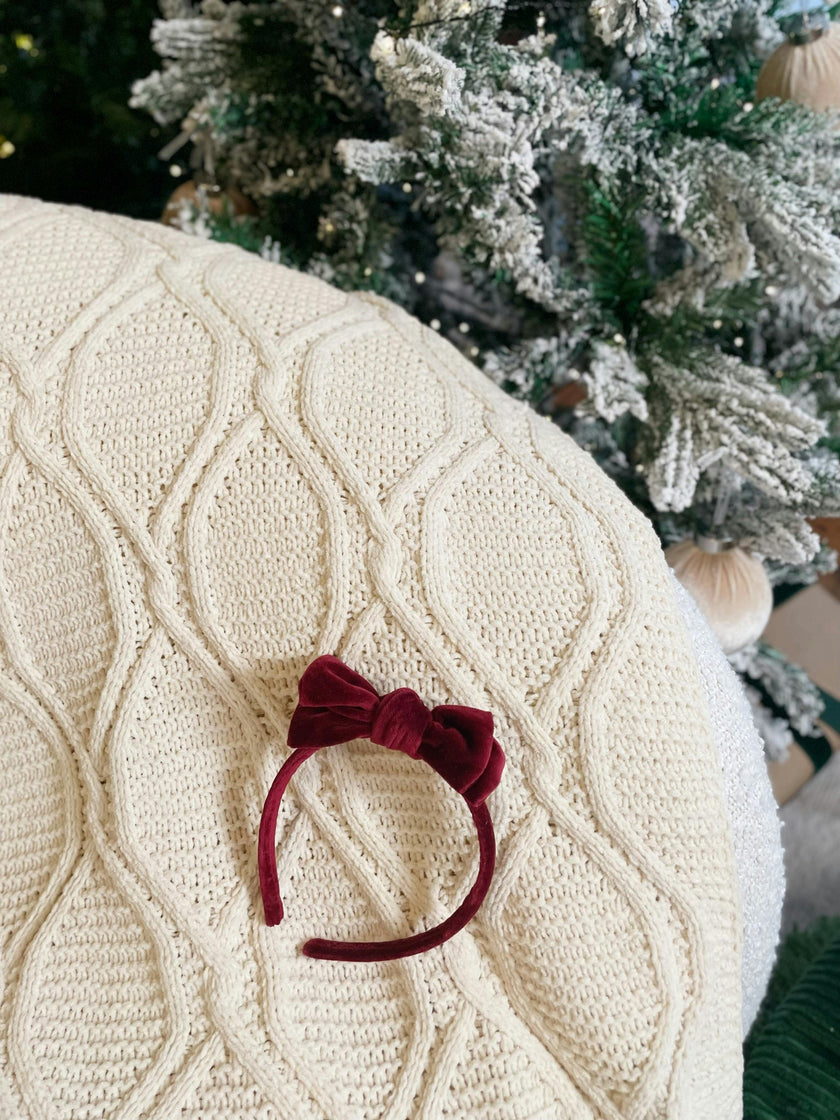 Cotton Velvet Headband Bow