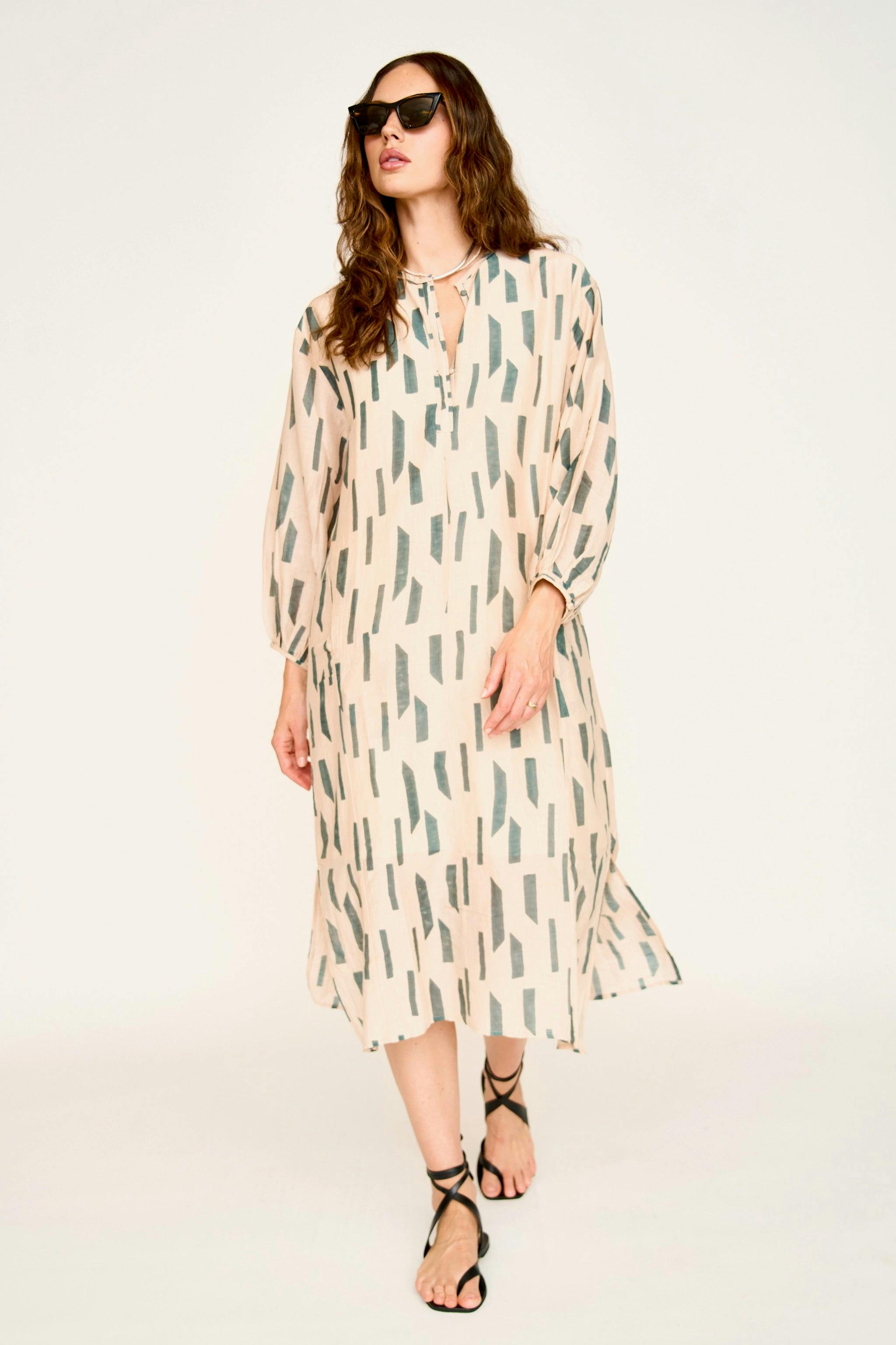 Kona Caftan in Parchment Rainfall