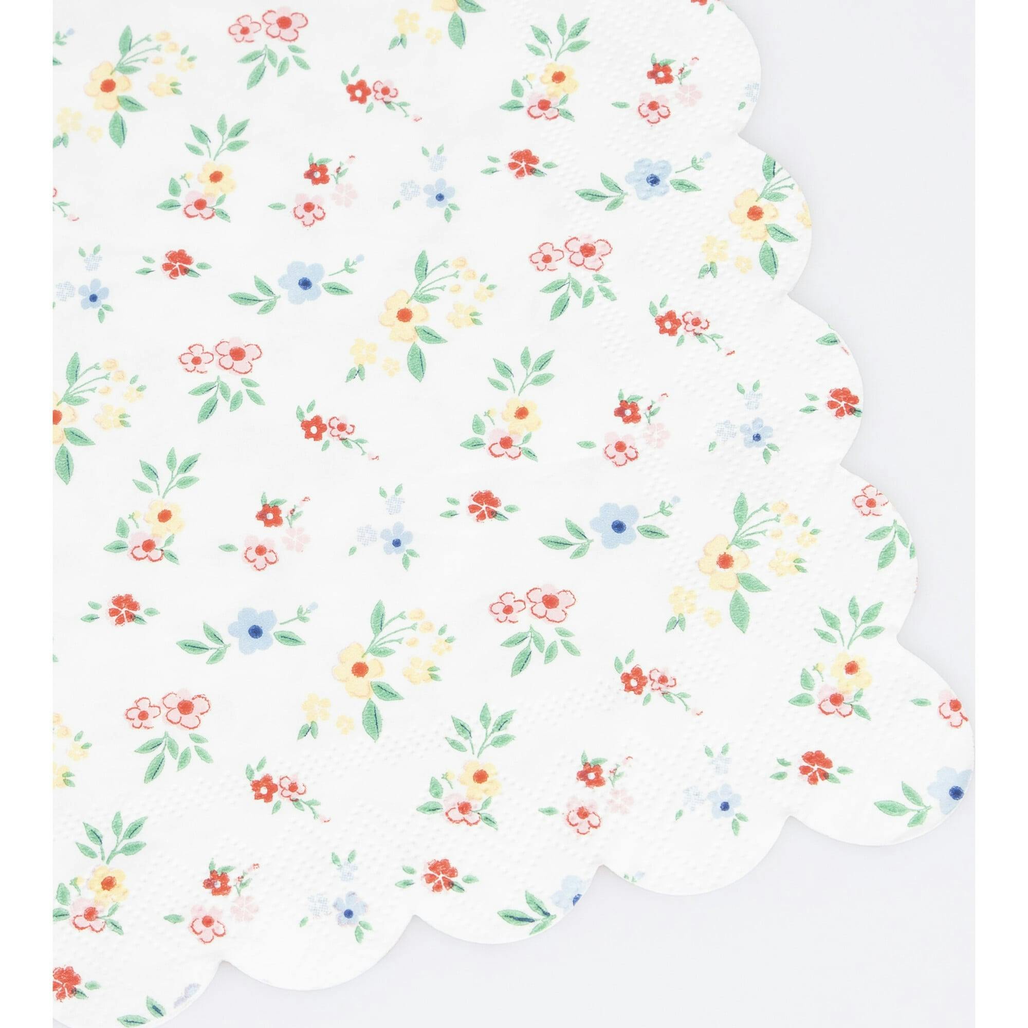 Ditsy Posy Scalloped Small Napkins