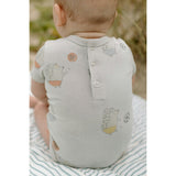 Short Sleeve Lap Shoulder Snap Onesie, Blue