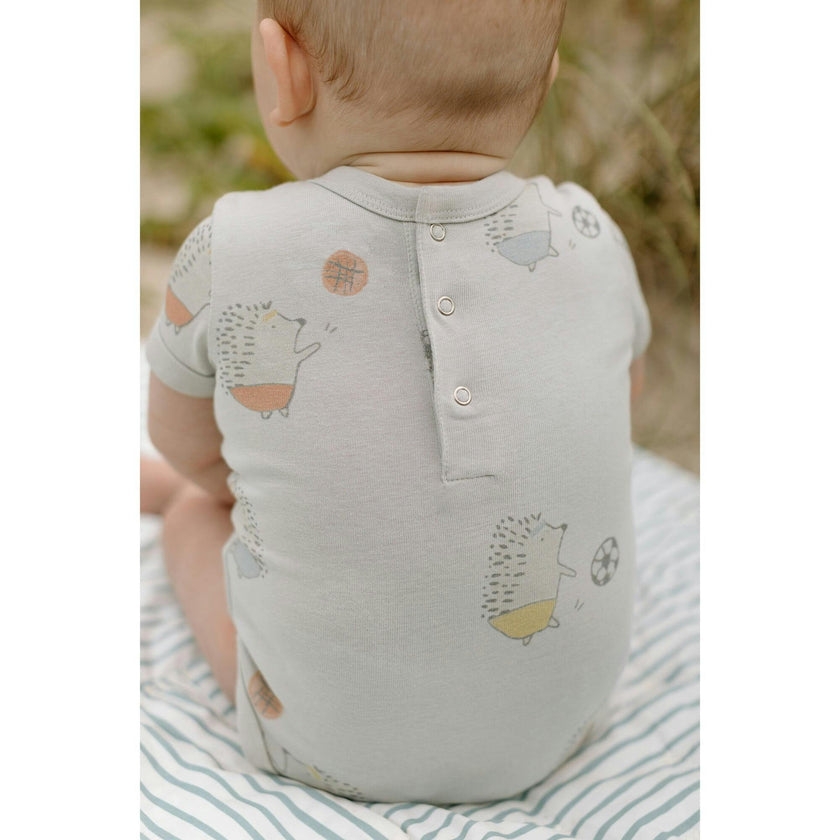 Short Sleeve Lap Shoulder Snap Onesie, Blue