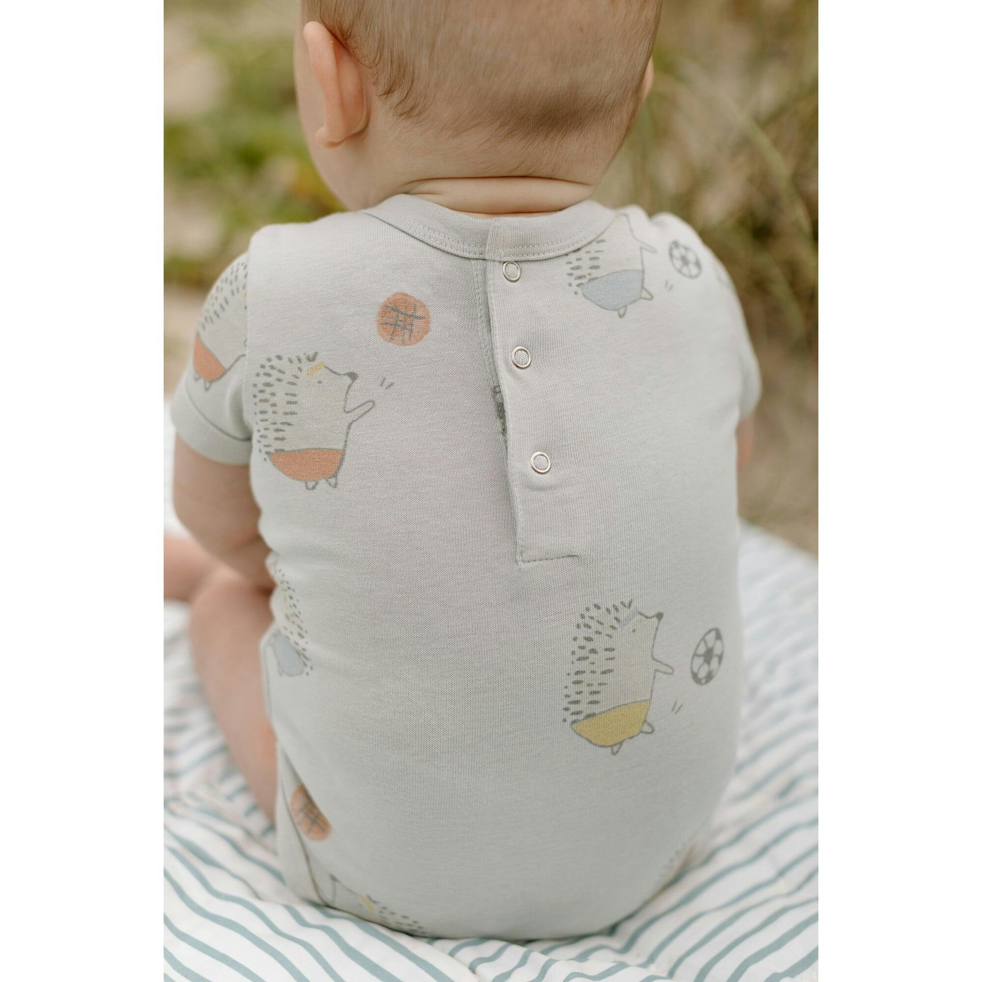 Short Sleeve Lap Shoulder Snap Onesie, Blue