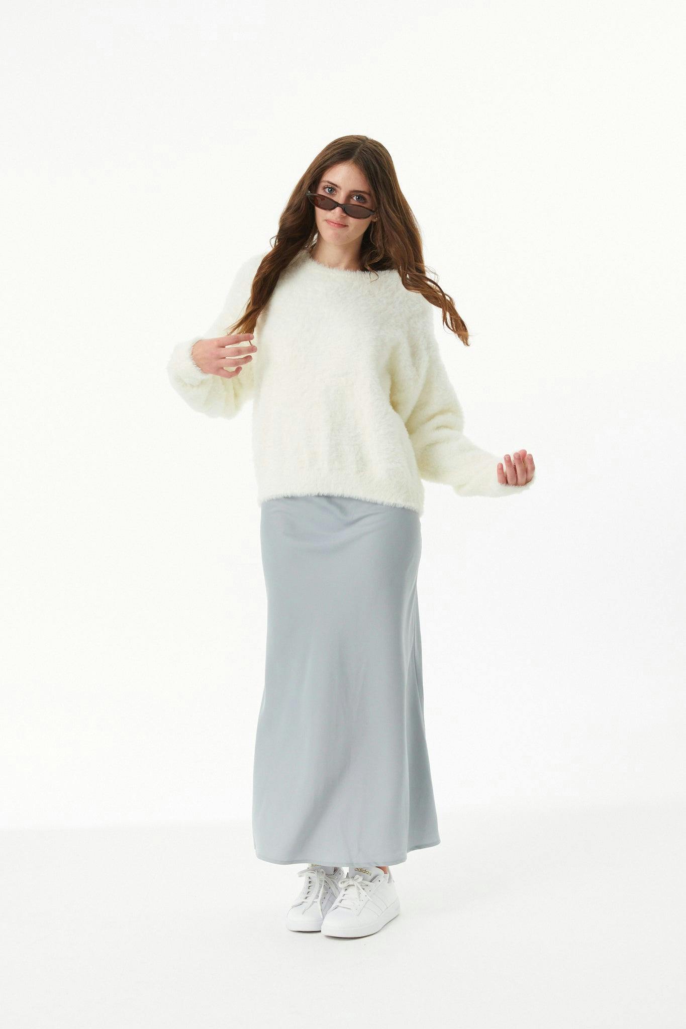Maya Taupe Fluffy Drop Shoulder Sweater