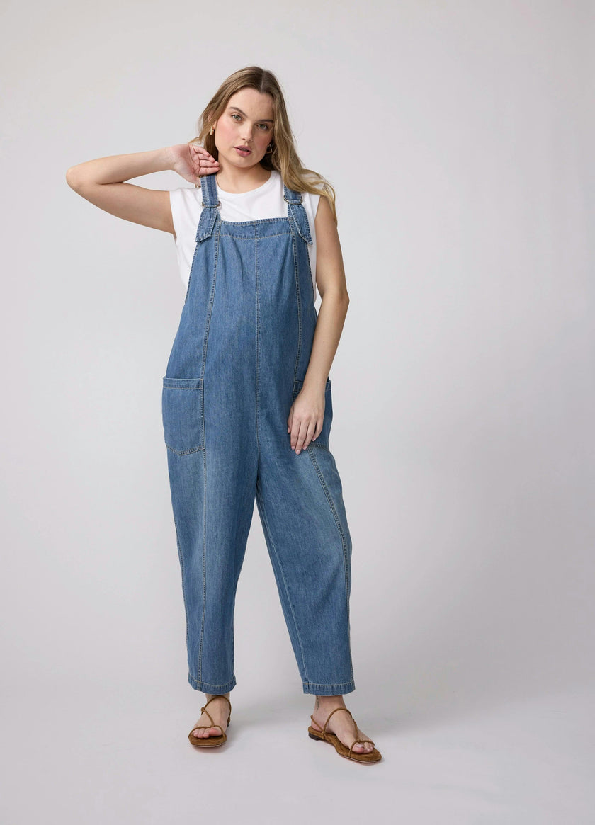 Ankle Tapered Leg Denim Maternity Overall