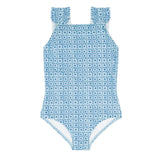 girls azul tile ruffle strap one piece