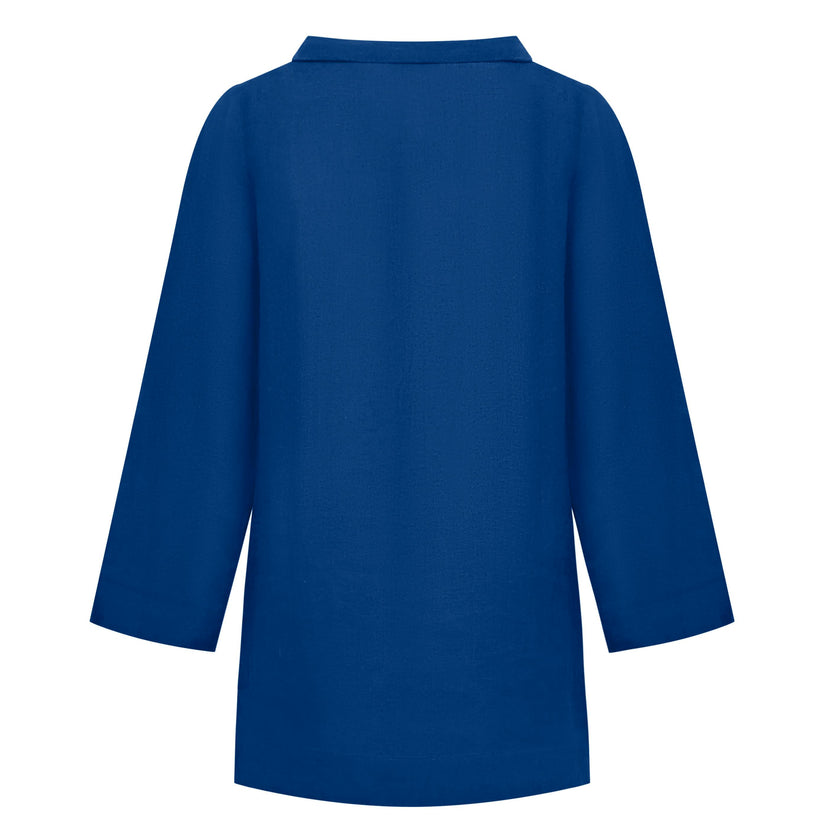 women's oyster blue linen tunic dress
