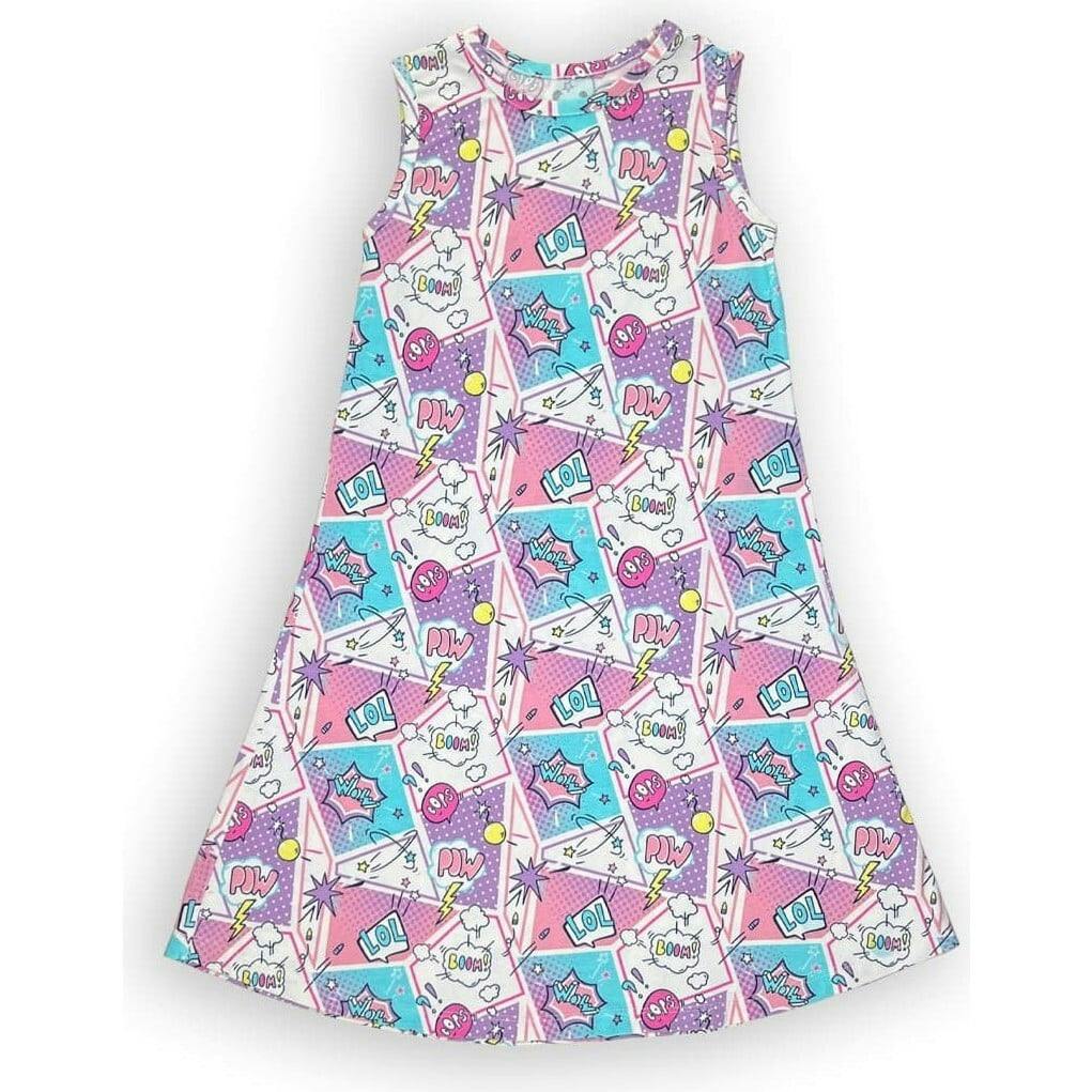 Comic Purple Bamboo Girls' Sleeveless Dress