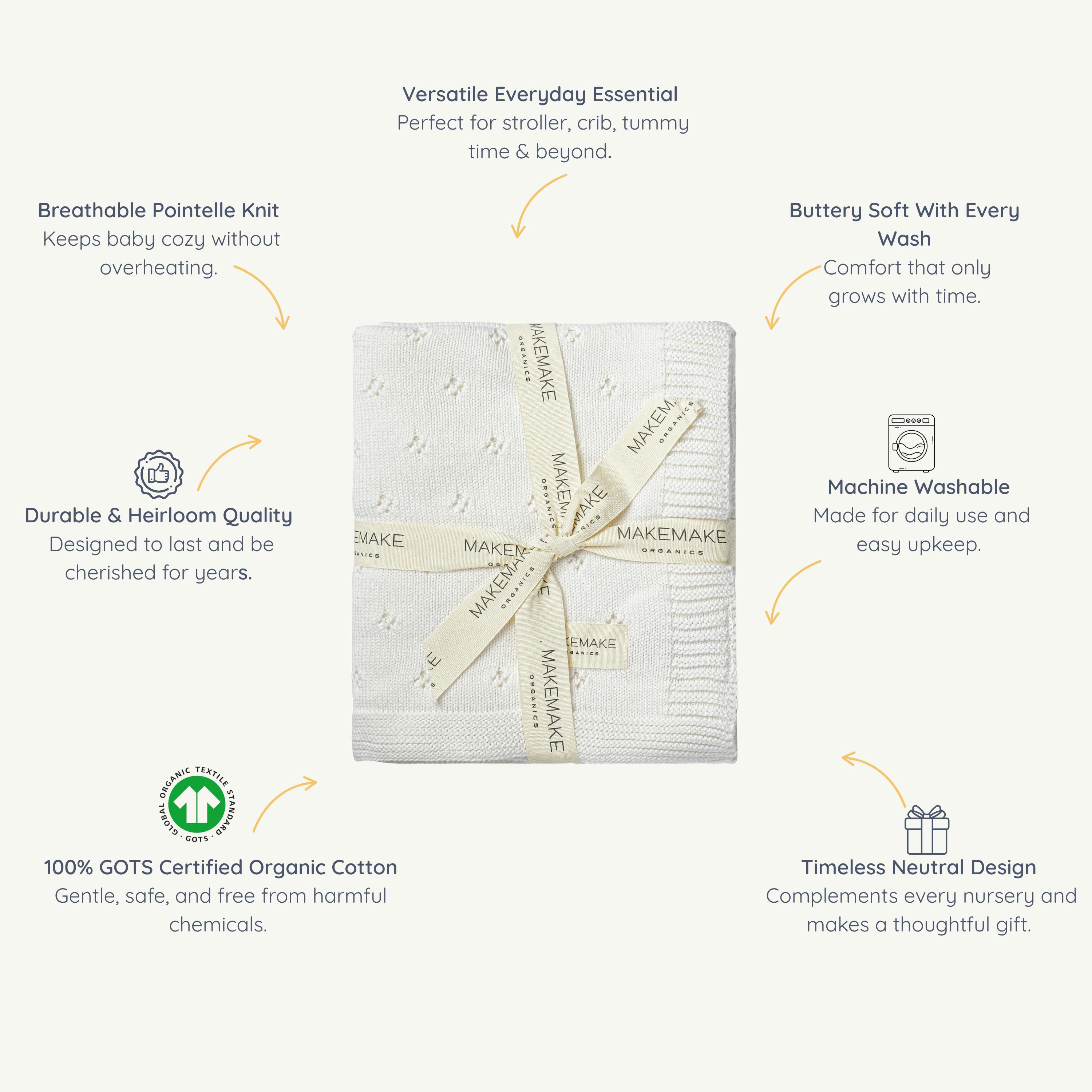Organic Cotton Pointelle Baby Blanket
