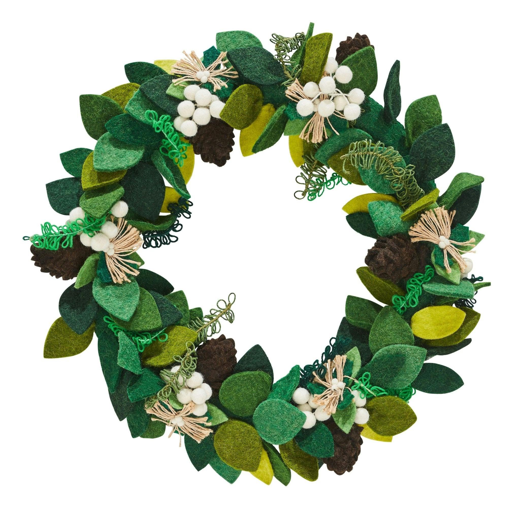 Hand Felted Wool Wreath Cream Berries - 20
