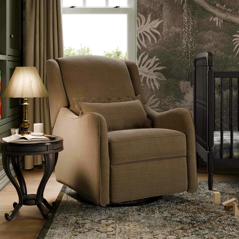 Devon Recliner and Swivel Glider in Performance Truffle Eco-Basketweave