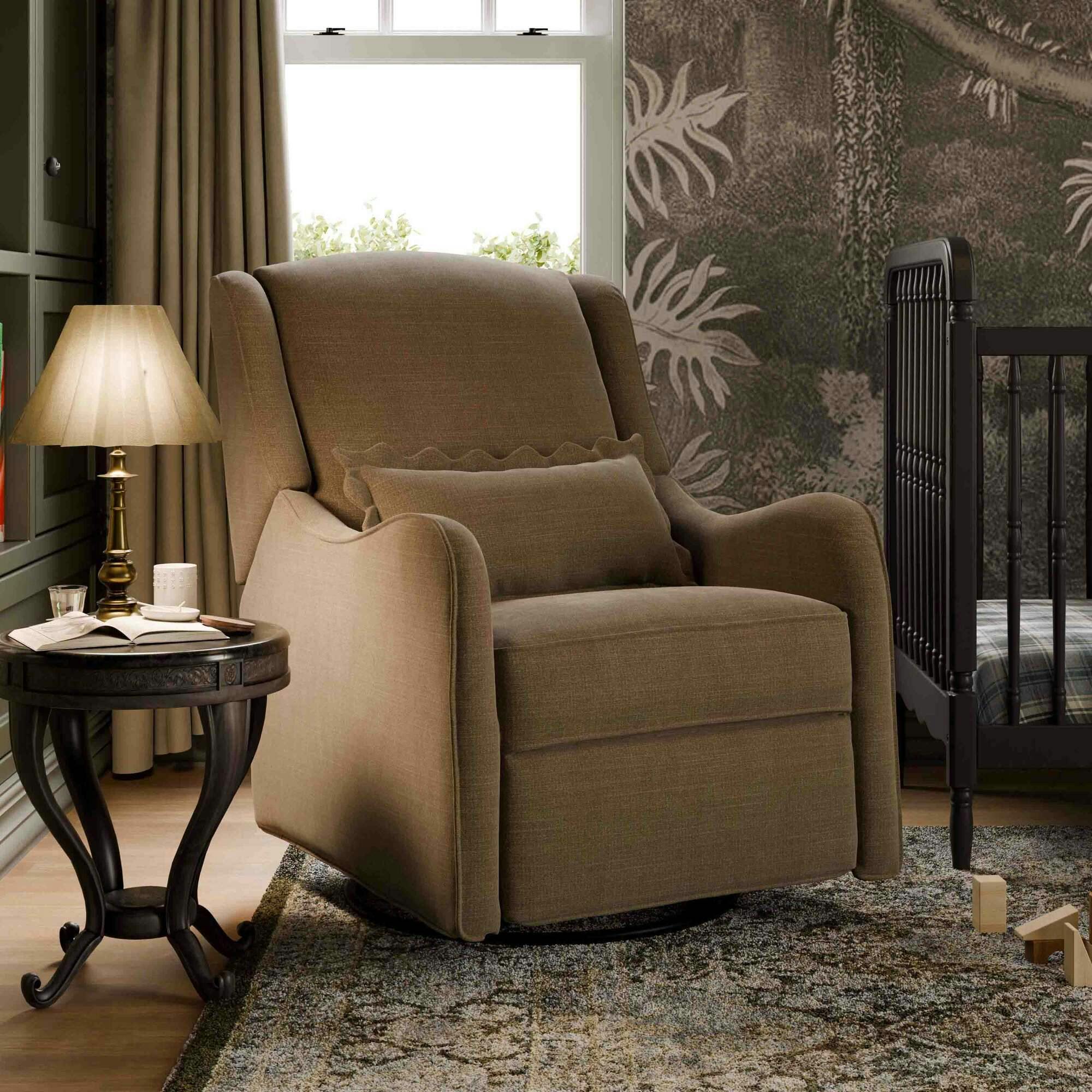 Devon Recliner and Swivel Glider in Performance Truffle Eco-Basketweave