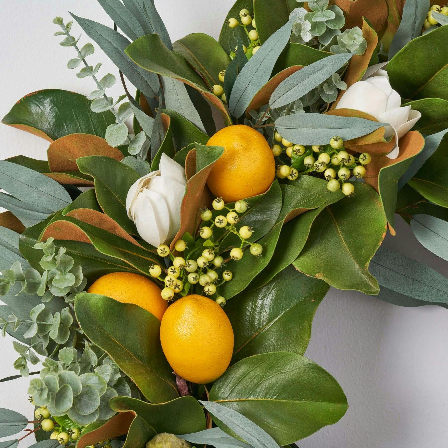 Fresh Citrus Real Touch Magnolia & Lemons, Eucalyptus Spring Estate Wreath