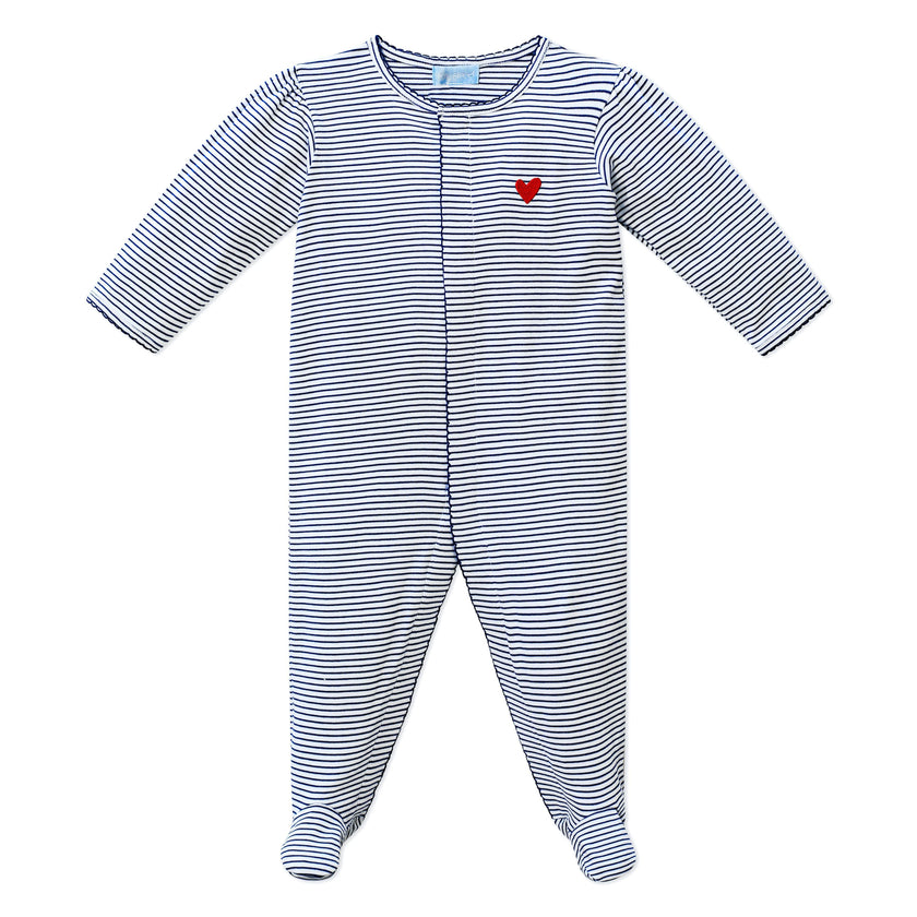 Harbor Heart Stitch Stripe Puff Snap Baby Onesie