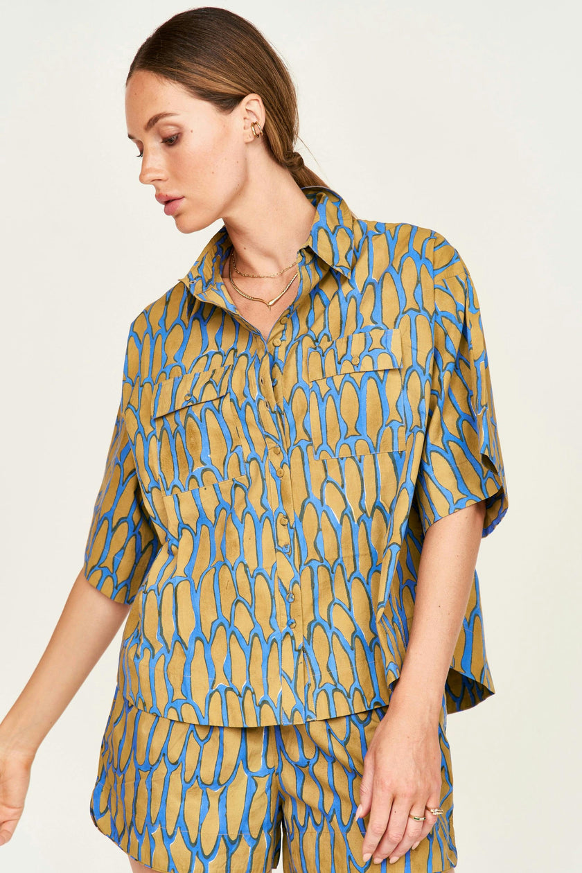 Kyoto Short Sleeved Shirt in Bluefish