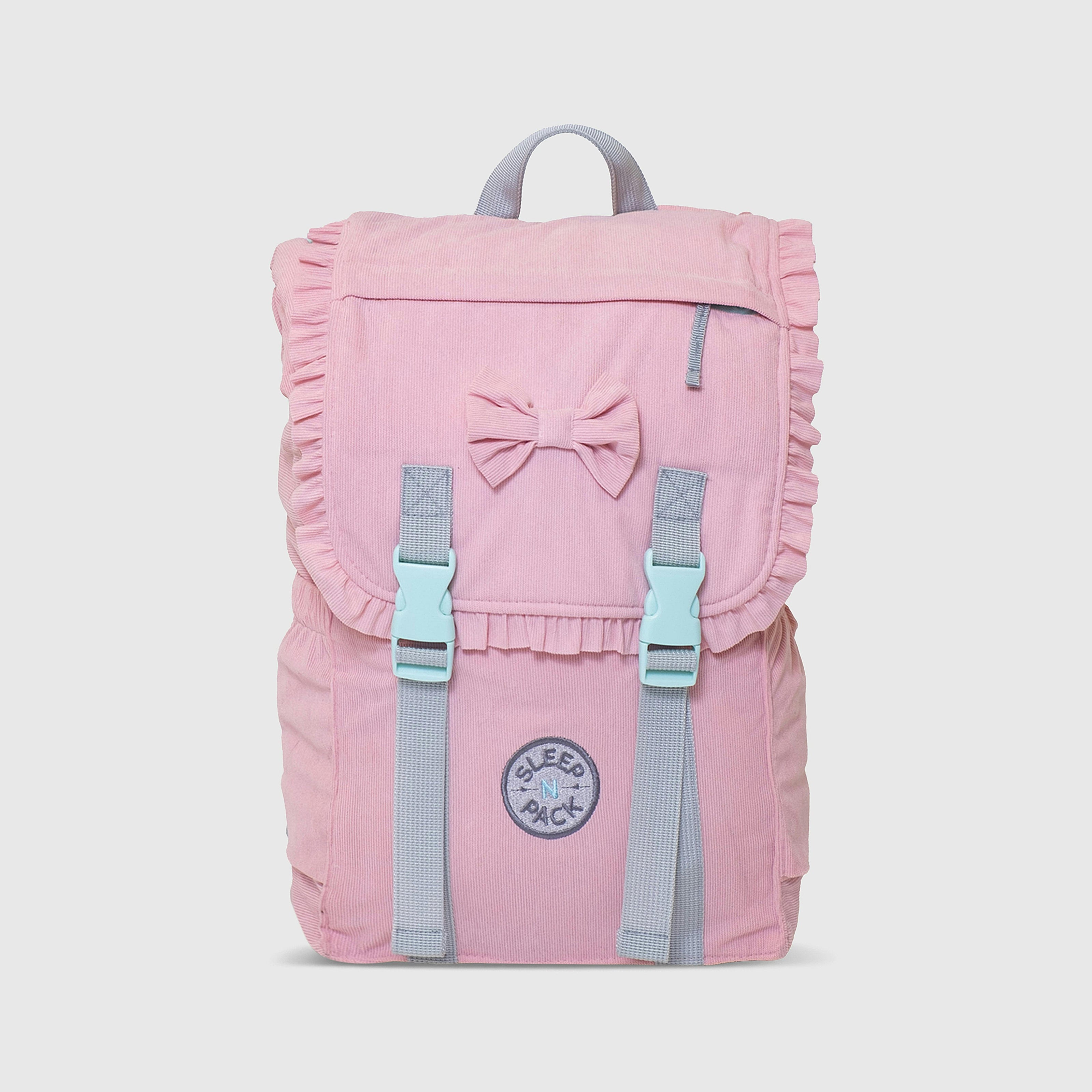 Sleep-N-Pack™ – Little Kid Size | Bows & Ruffles Cotton Candy Pink Corduroy
