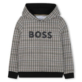 Black Hooded Sweat Top Brown Pattern