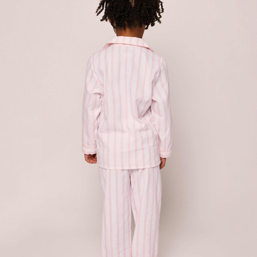 Kid's Twill Pajama Set in Pink and White Stripe