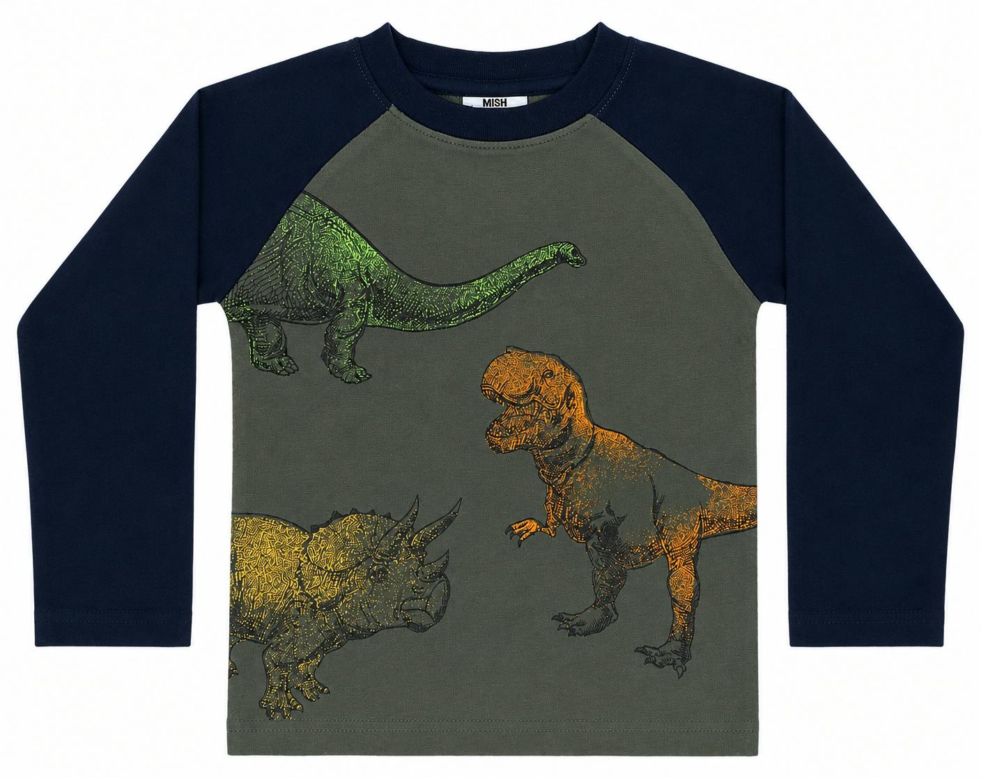 Kids Raglan Shirt - Spray Dino