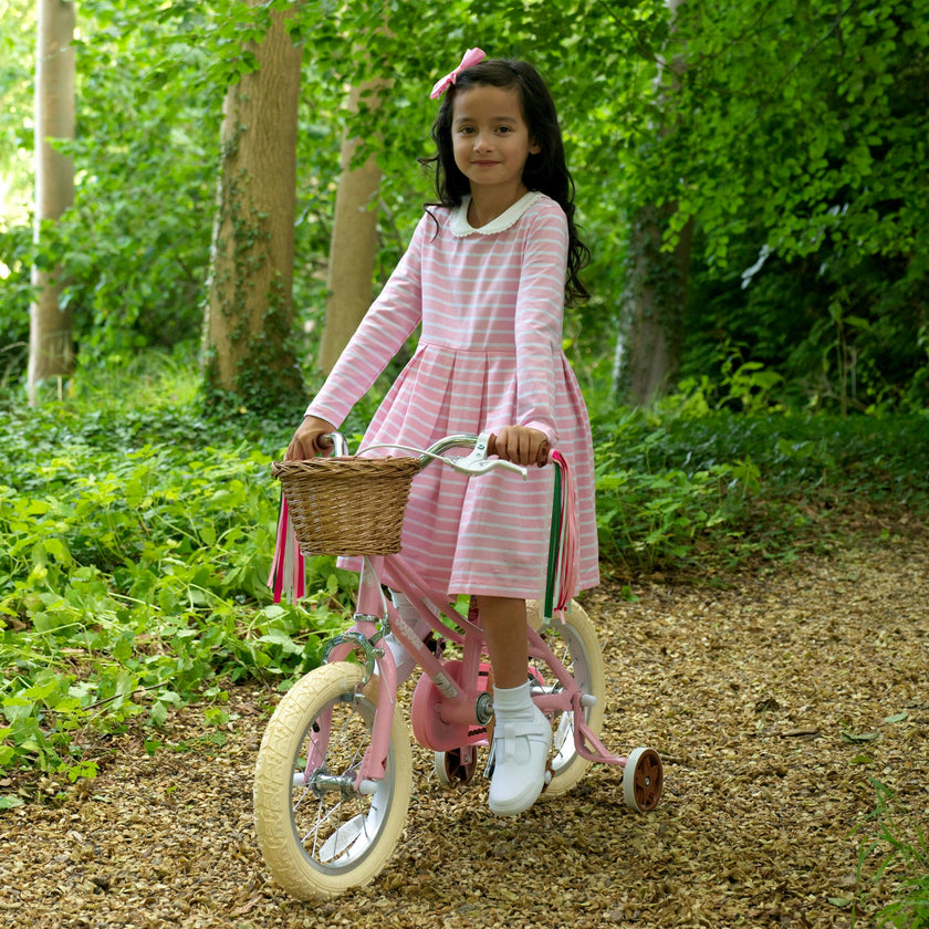 Long Sleeved Breton Striped Jersey Dress, Pink