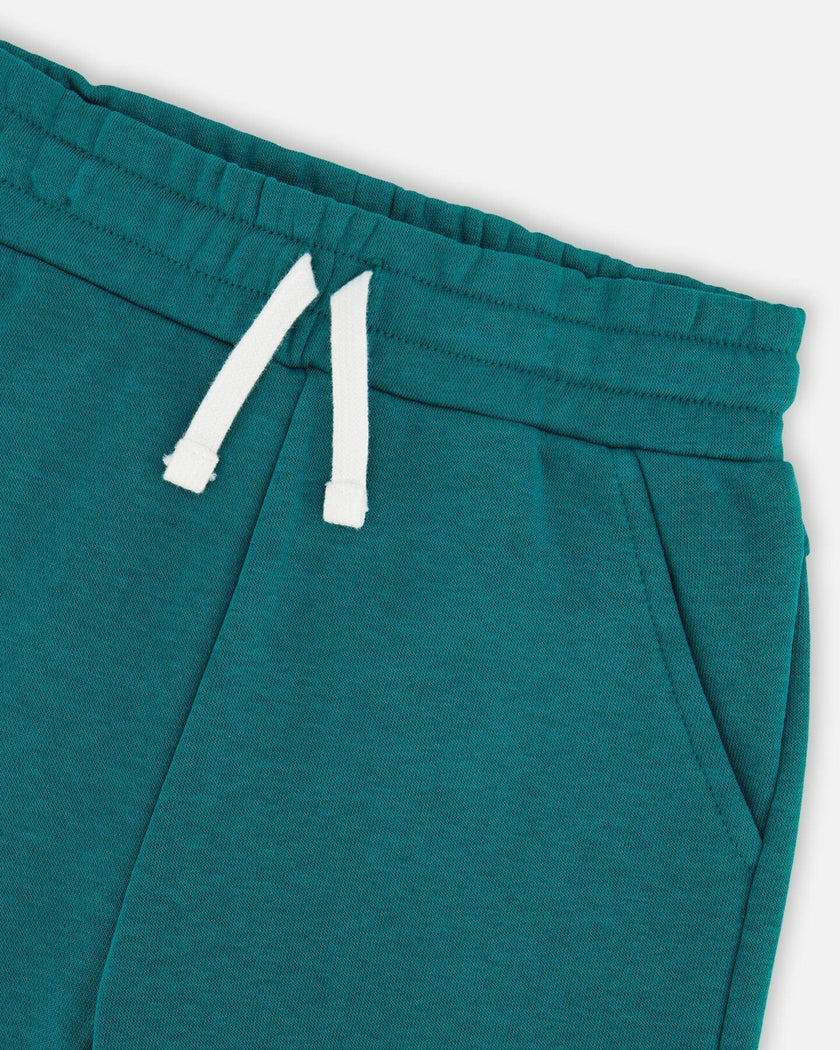 French Terry Sweatpants With Cross Seams Dark Turquoise