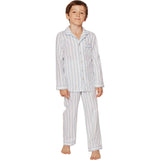 Kid's Twill Pajama Set in Periwinkle Stripe