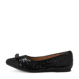 Angelina Sequins Bow Satin Round Toe Ballet Flat