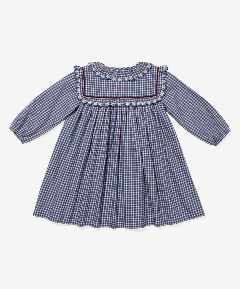 Sara Dress, Marine Tiny Check
