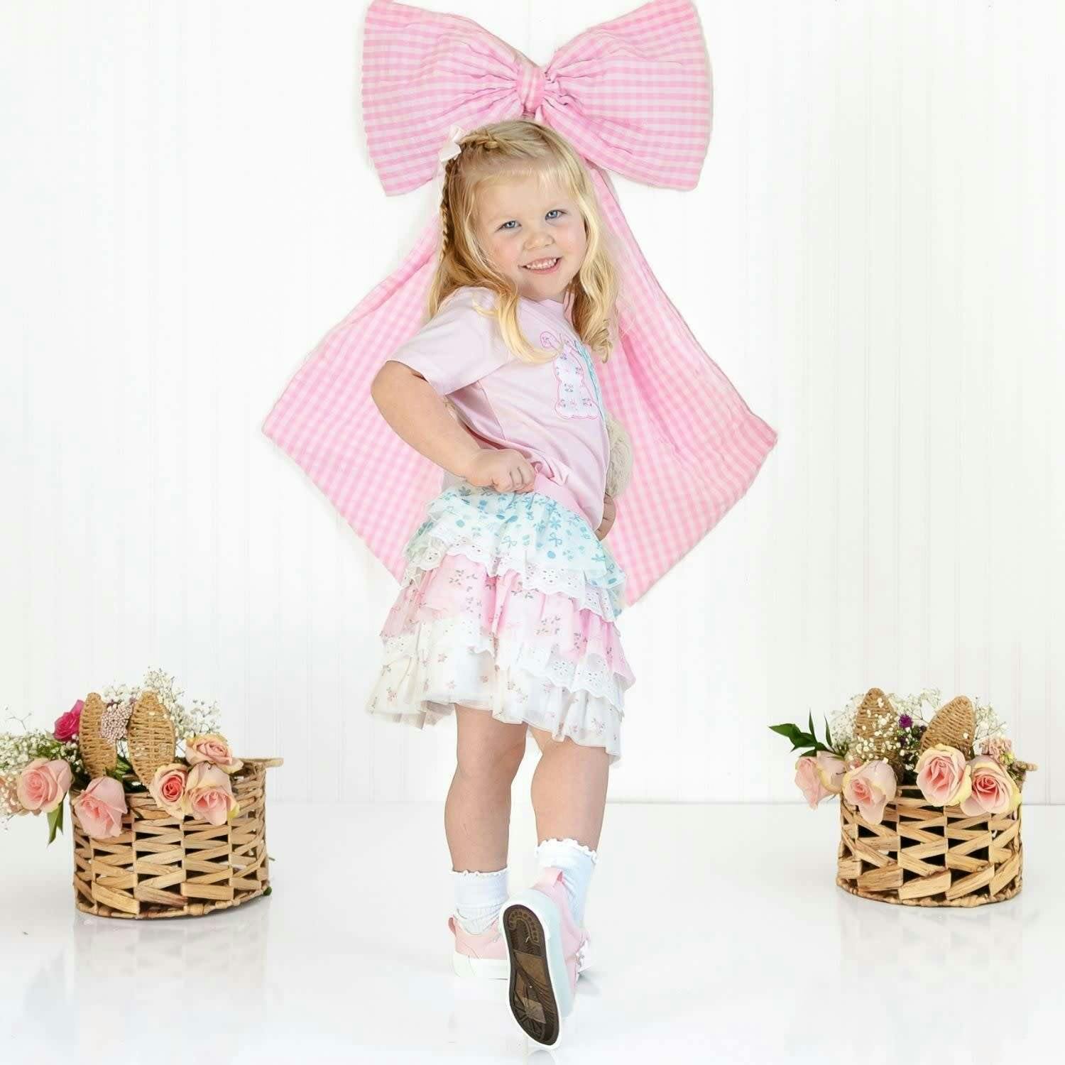 Floral Bunny Patch Easter Short Sleeve T-Shirt - Ballet
