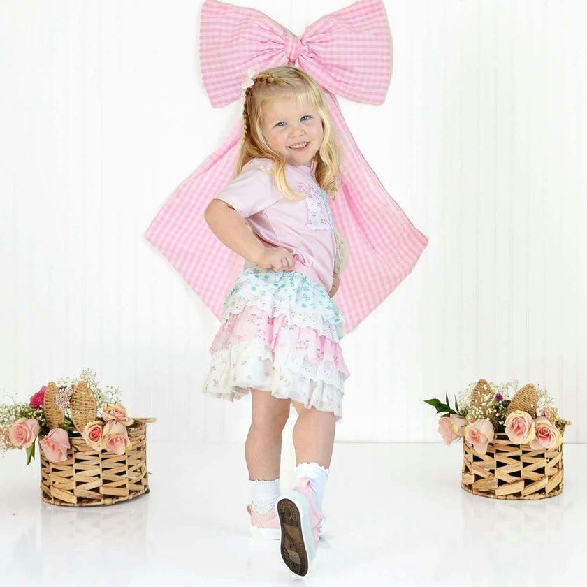 Floral Bunny Patch Easter Short Sleeve T-Shirt - Ballet