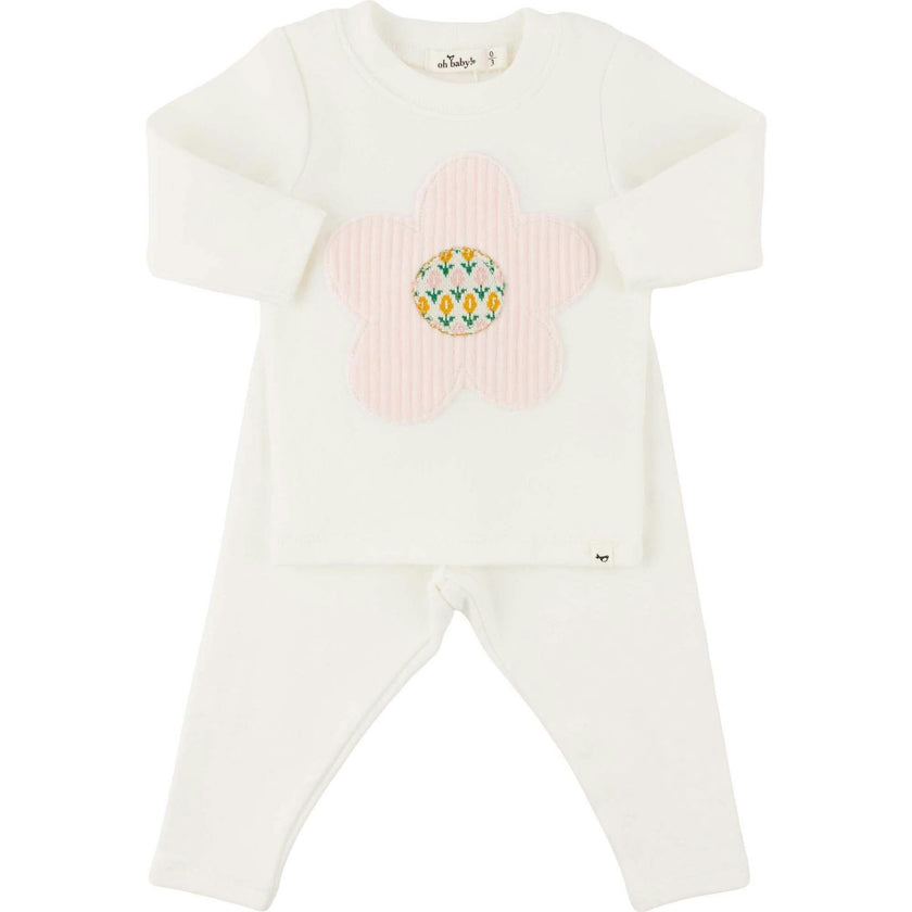Quilted Flower Applique L/S 2pc Set