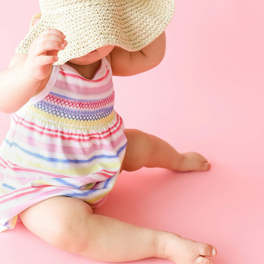 Rainbow Stripe Smocked Tank Dress