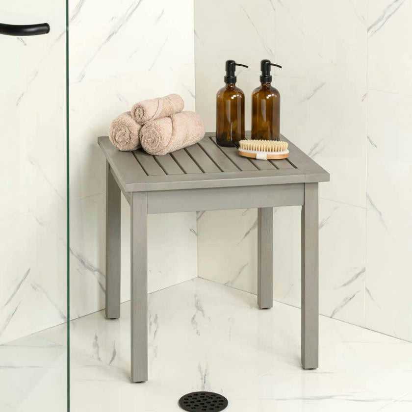 Archer 18.9" Modern Classic Square Slatted Solid Acacia Wood Indoor/Outdoor Adirondack Side Table