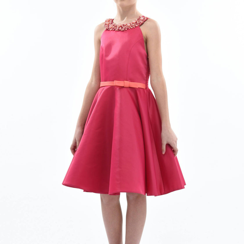 Fuchsia Cardona Pearl Halter Dress