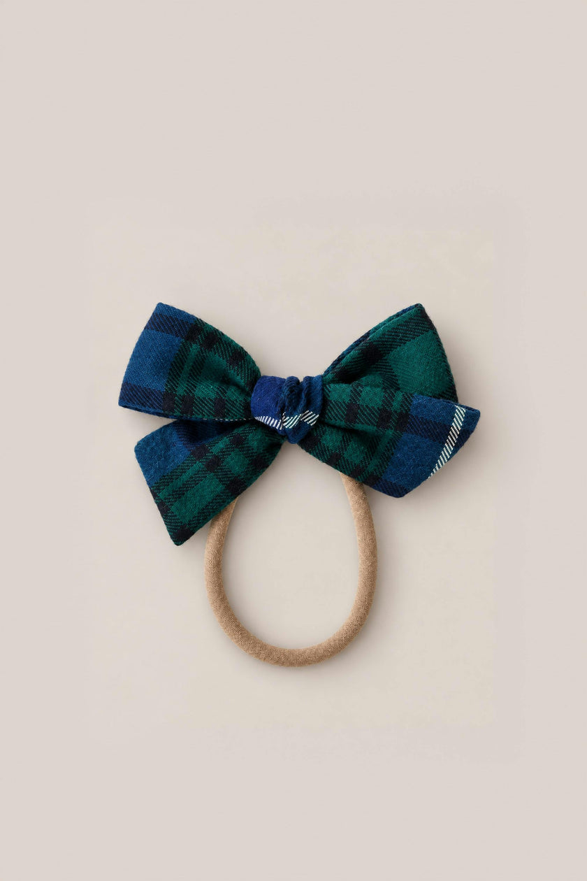 Hair Bows in Emerald Plaid