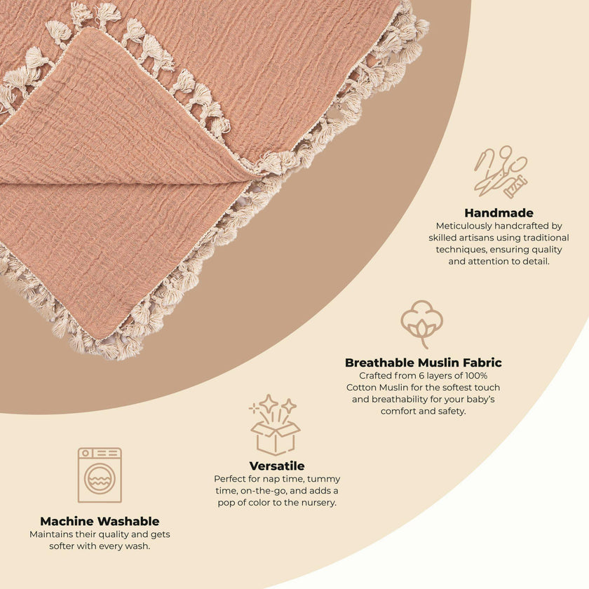 6-Layer Cotton Muslin Baby Blanket (Copper)