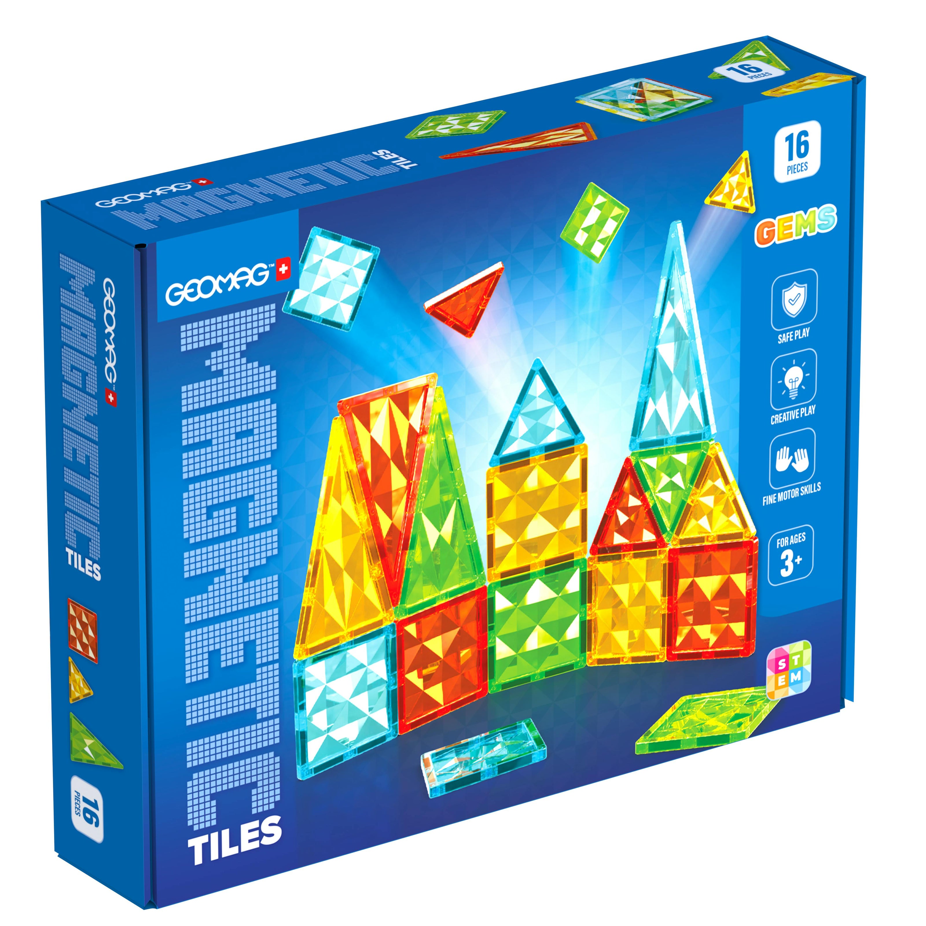 Geomag Magnetic Tiles Gems 16 Piece Set