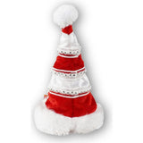 CHRISTMAS HAT - RED RIBBON W/ HOLLY LEAVES, Red