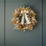26" Gold Bow, Pinecone & Ornament Wreath Pre-Lit