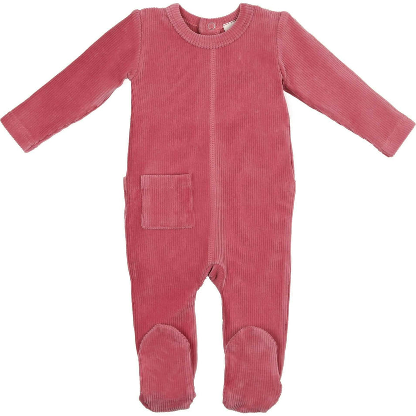 Ribbed Velour Footie