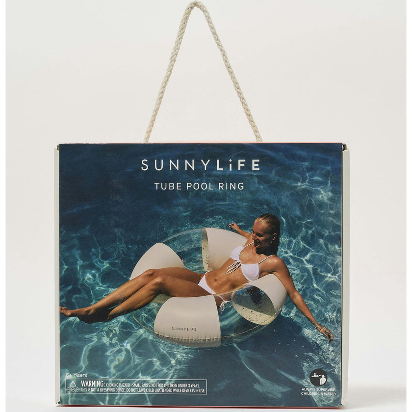 Tube Pool Ring: Glitter Cotton Candy Stripe