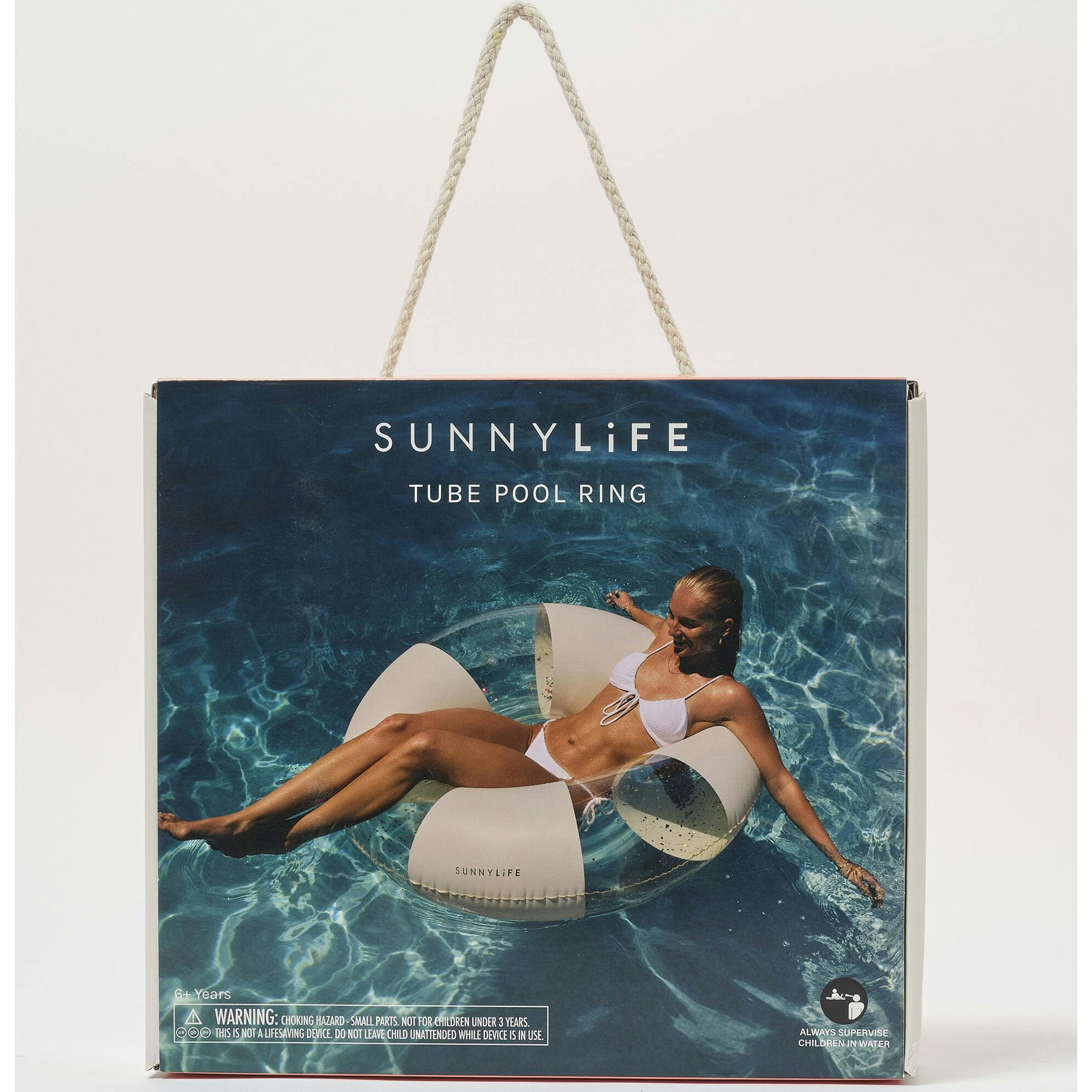 Tube Pool Ring: Glitter Cotton Candy Stripe