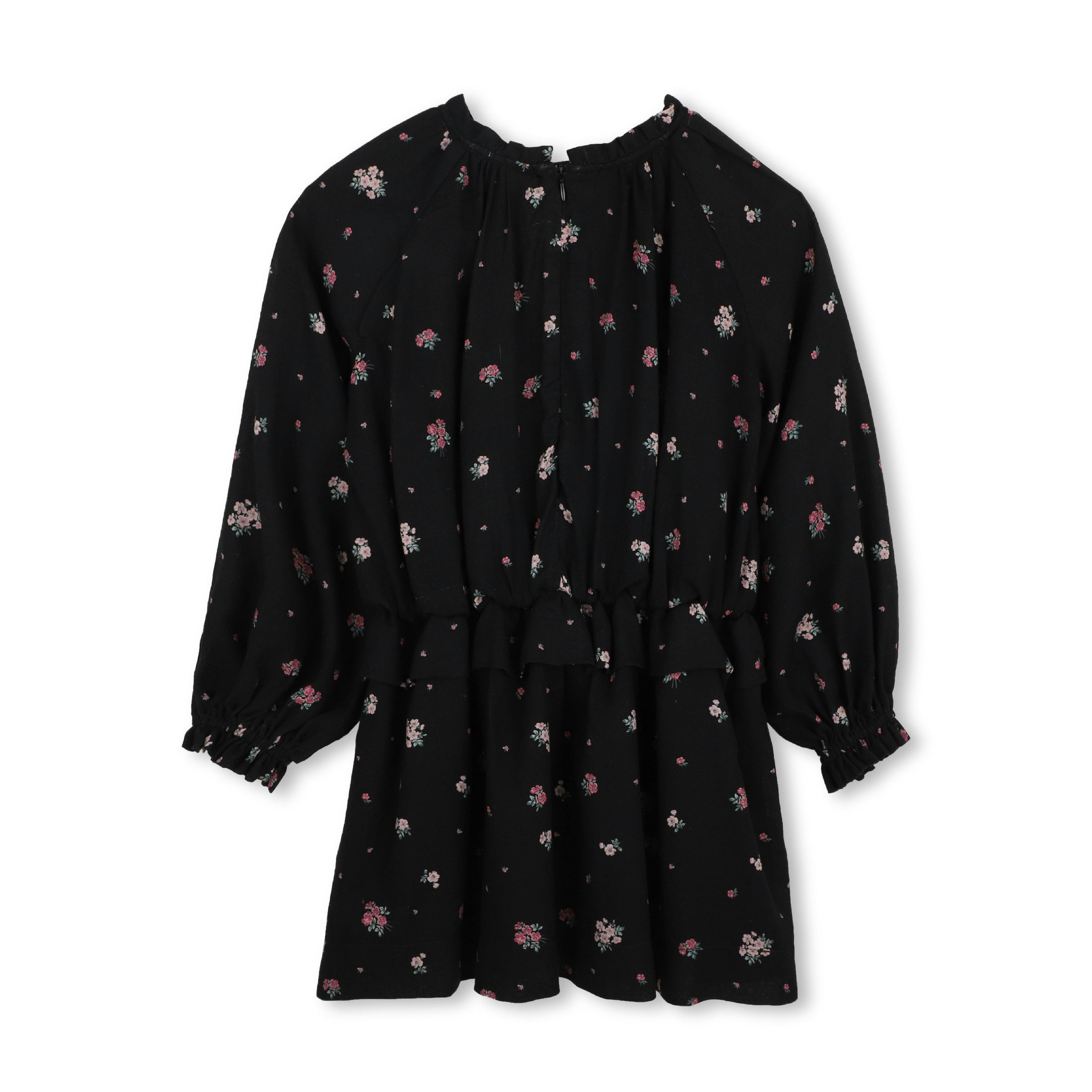 Black Floral Crepe Dress